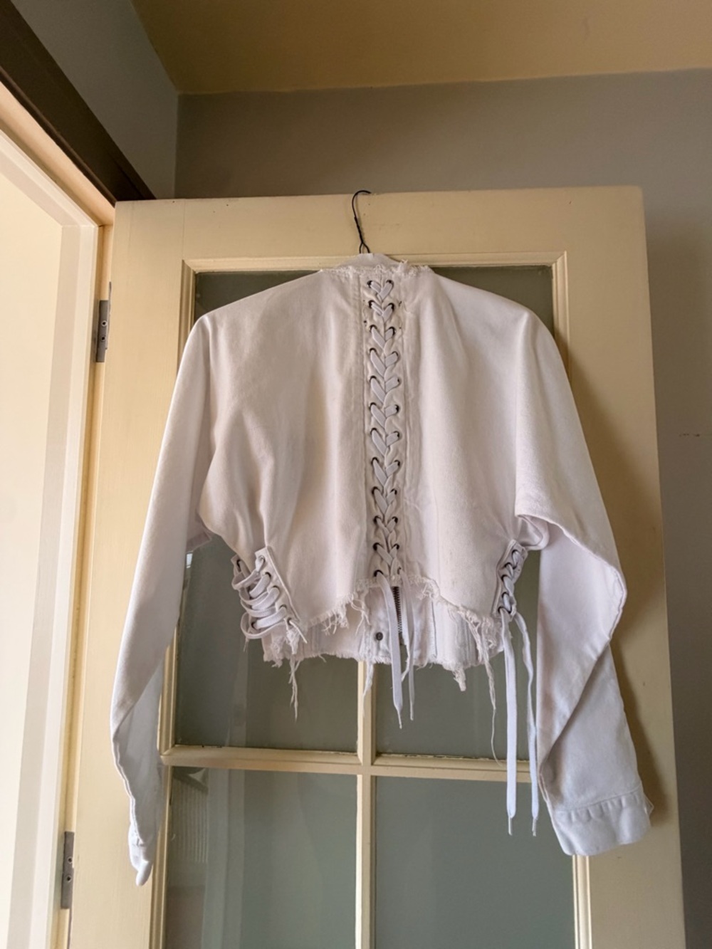 Distressed White Jean Jacket - Picture 2 of 5